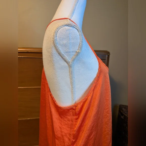 aerie Intimates Women's Satin Sleepwear Dress Adjustable Straps Orange Crush - Picture 10 of 14